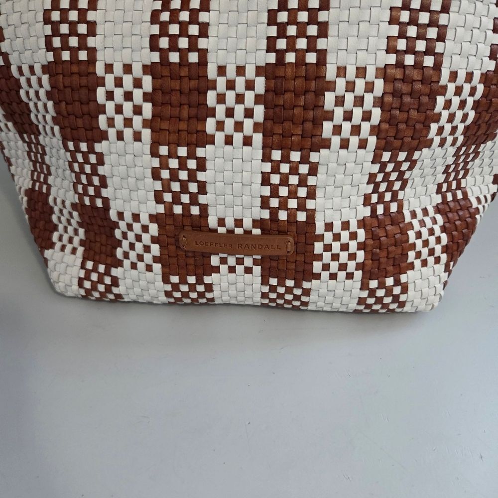 Loeffler Randall Woven Leather Brown & White Tote Bag - Picture 5 of 14